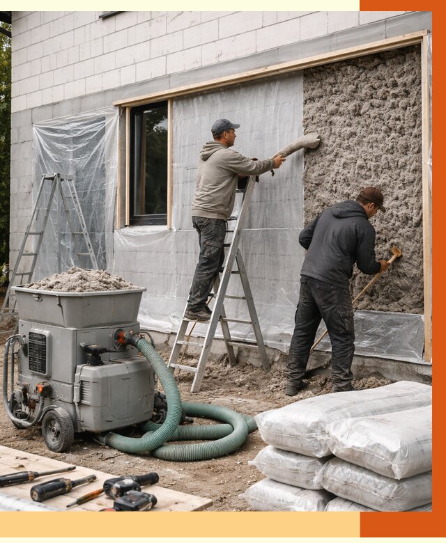 Утепление дома из газобетона эковатой в Печоре от 4582 руб./м2 | ТепломастерПчр