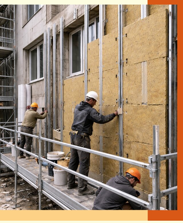 Утепление вентилируемого фасада в Печоре от 5702 руб/м2 — монтаж и утепление вентфасад | ТепломастерПчр